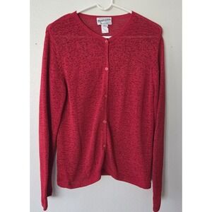 Vintage Pendleton Knit Sweater Cardigan Womens Large Red Button Up Lightweight